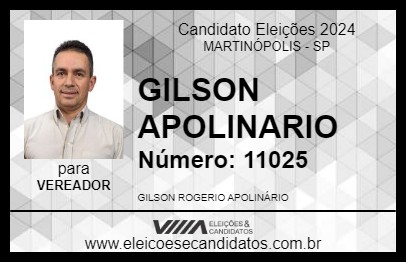 Candidato GILSON APOLINARIO 2024 - MARTINÓPOLIS - Eleições