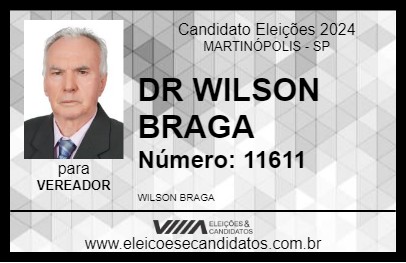 Candidato DR WILSON BRAGA 2024 - MARTINÓPOLIS - Eleições