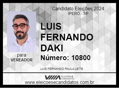 Candidato LUIS FERNANDO DAKI 2024 - IPERÓ - Eleições