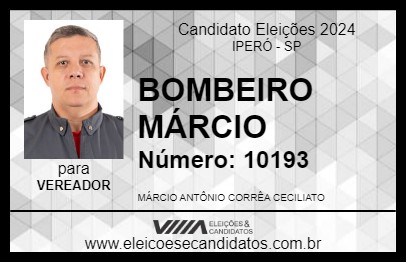 Candidato BOMBEIRO MÁRCIO 2024 - IPERÓ - Eleições