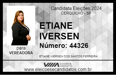 Candidato ETIANE IVERSEN 2024 - CERQUILHO - Eleições