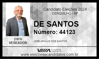 Candidato DE SANTOS 2024 - CERQUILHO - Eleições