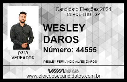 Candidato WESLEY DAROS 2024 - CERQUILHO - Eleições