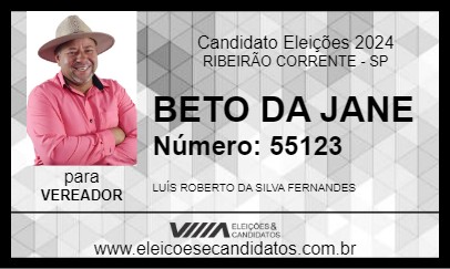 Candidato BETO DA JANE 2024 - RIBEIRÃO CORRENTE - Eleições