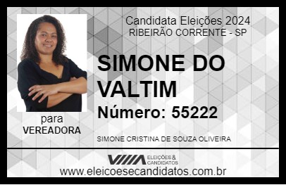 Candidato SIMONE DO VALTIM 2024 - RIBEIRÃO CORRENTE - Eleições