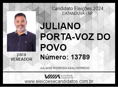 Candidato JULIANO PORTA-VOZ DO POVO 2024 - CATANDUVA - Eleições