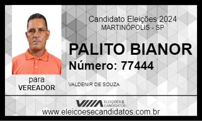 Candidato PALITO BIANOR 2024 - MARTINÓPOLIS - Eleições