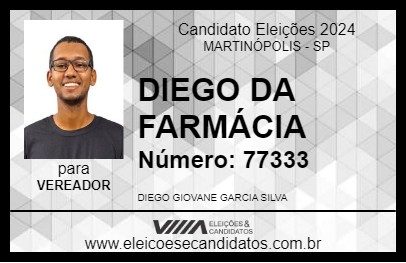 Candidato DIEGO DA FARMÁCIA 2024 - MARTINÓPOLIS - Eleições