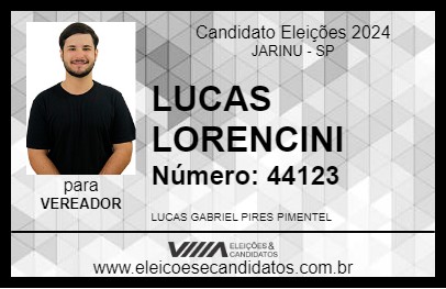 Candidato LUCAS LORENCINI 2024 - JARINU - Eleições