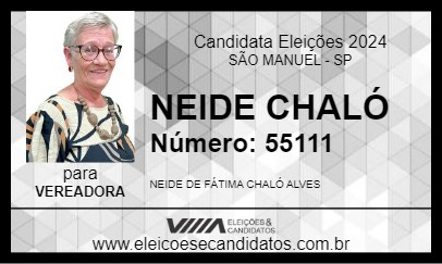 Candidato NEIDE CHALÓ 2024 - SÃO MANUEL - Eleições