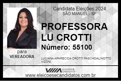 Candidato PROFESSORA LU CROTTI 2024 - SÃO MANUEL - Eleições