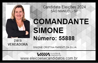 Candidato COMANDANTE SIMONE 2024 - SÃO MANUEL - Eleições