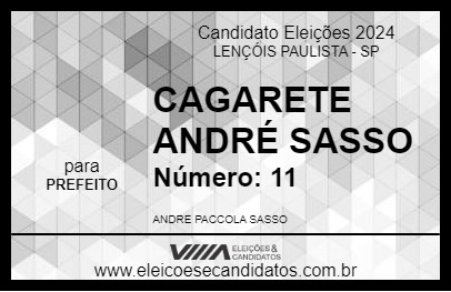 Candidato CAGARETE ANDRÉ SASSO 2024 - LENÇÓIS PAULISTA - Eleições