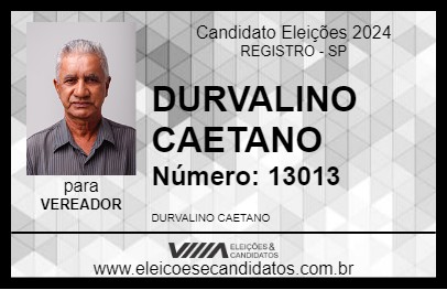 Candidato DURVALINO CAETANO 2024 - REGISTRO - Eleições