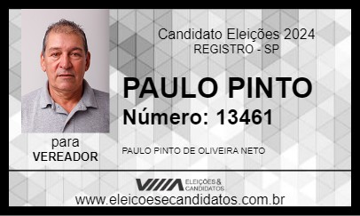 Candidato PAULO PINTO 2024 - REGISTRO - Eleições