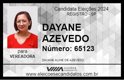 Candidato DAYANE AZEVEDO 2024 - REGISTRO - Eleições