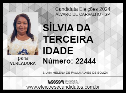 Candidato SÍLVIA DA TERCEIRA IDADE 2024 - ÁLVARO DE CARVALHO - Eleições