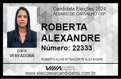 Candidato ROBERTA ALEXANDRE 2024 - ÁLVARO DE CARVALHO - Eleições