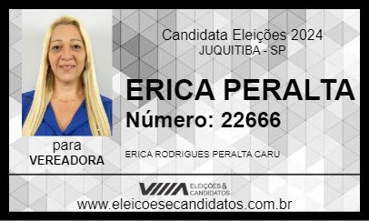 Candidato ERICA PERALTA 2024 - JUQUITIBA - Eleições