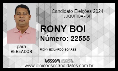 Candidato RONY BOI 2024 - JUQUITIBA - Eleições