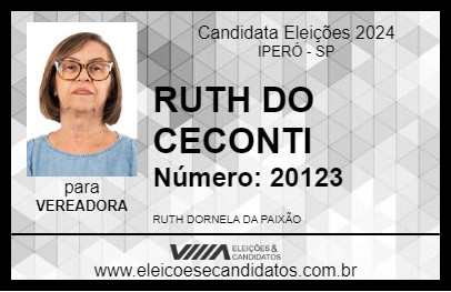 Candidato RUTH DA TERCEIRA IDADE 2024 - IPERÓ - Eleições