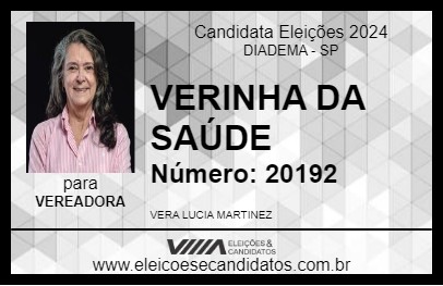 Candidato VERINHA DA SAÚDE 2024 - DIADEMA - Eleições