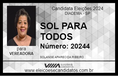 Candidato SOL PARA TODOS 2024 - DIADEMA - Eleições