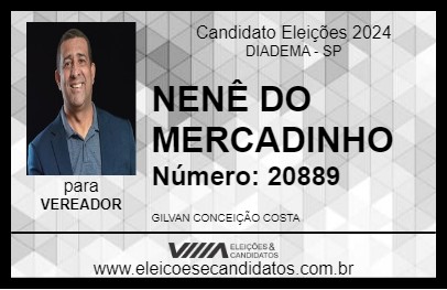 Candidato NENÊ DO MERCADINHO 2024 - DIADEMA - Eleições