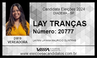 Candidato LAY TRANÇAS 2024 - DIADEMA - Eleições