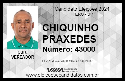 Candidato CHIQUINHO PRAXEDES 2024 - IPERÓ - Eleições