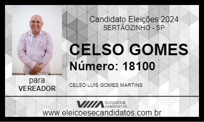 Candidato CELSO GOMES 2024 - SERTÃOZINHO - Eleições