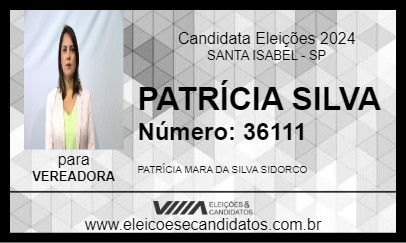 Candidato PATRÍCIA SILVA 2024 - SANTA ISABEL - Eleições