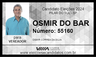 Candidato OSMIR DO BAR 2024 - PILAR DO SUL - Eleições