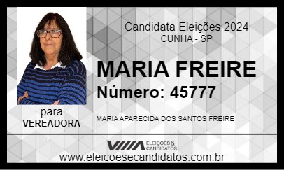 Candidato MARIA FREIRE 2024 - CUNHA - Eleições