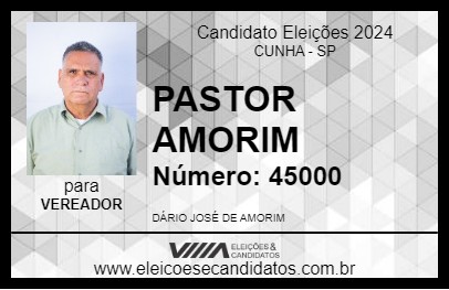 Candidato PASTOR AMORIM 2024 - CUNHA - Eleições