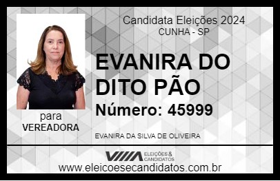 Candidato EVANIRA DO DITO PÃO 2024 - CUNHA - Eleições