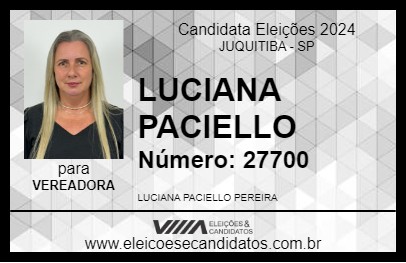 Candidato LUCIANA PACIELLO 2024 - JUQUITIBA - Eleições