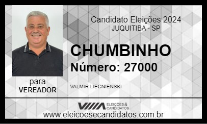 Candidato CHUMBINHO 2024 - JUQUITIBA - Eleições