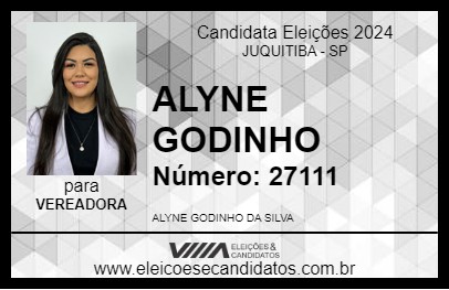 Candidato ALYNE GODINHO  2024 - JUQUITIBA - Eleições