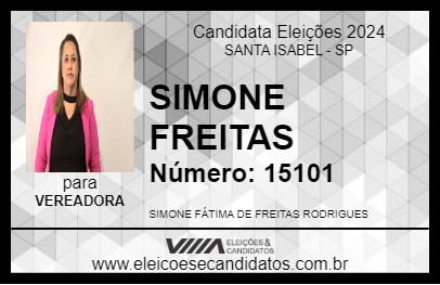 Candidato SIMONE FREITAS 2024 - SANTA ISABEL - Eleições