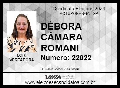 Candidato DÉBORA CÂMARA ROMANI 2024 - VOTUPORANGA - Eleições