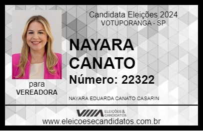 Candidato NAYARA CANATO 2024 - VOTUPORANGA - Eleições