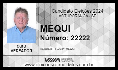 Candidato MEQUI 2024 - VOTUPORANGA - Eleições