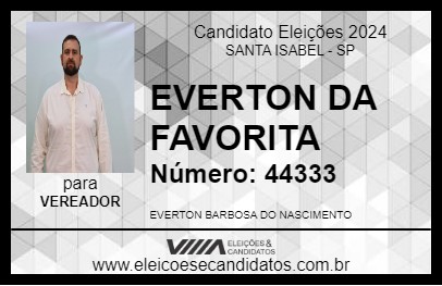 Candidato EVERTON DA FAVORITA 2024 - SANTA ISABEL - Eleições