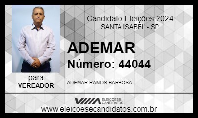 Candidato ADEMAR 2024 - SANTA ISABEL - Eleições