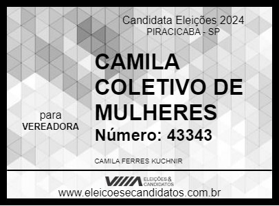 Candidato CAMILA COLETIVO MULHERES 2024 - PIRACICABA - Eleições