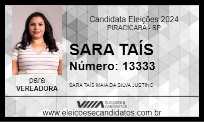 Candidato SARA TAÍS 2024 - PIRACICABA - Eleições