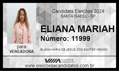 Candidato ELIANA MARIAH 2024 - SANTA ISABEL - Eleições