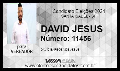 Candidato DAVID JESUS 2024 - SANTA ISABEL - Eleições