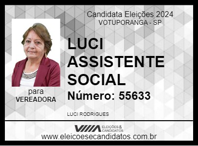 Candidato LUCI ASSISTENTE SOCIAL 2024 - VOTUPORANGA - Eleições